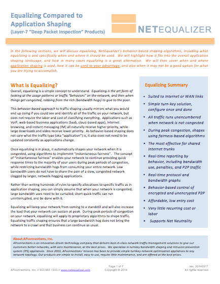 NetEqualizer Comparison to Application Shaping White Paper